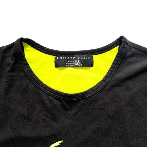 Philipp Plein Homme Limited Edition Black/Lime Green Skull Tee Sz M - Picture 6 of 11
